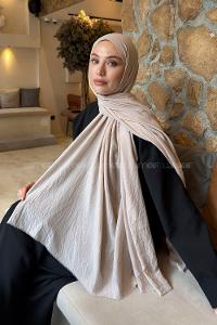 Lamelif Organik Premium Şal Açık Vizon