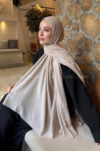 Lamelif Organik Premium Şal Açık Vizon