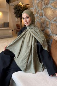 Soft Yesil Cotton Fabric Straight Shawl