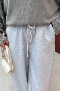 Lamelif Paça Büzme Detaylı Oversize Eşofman Gri