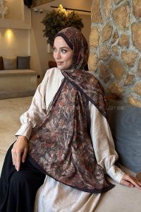 Lamelif Rose Garden Desen Bambu Şal Badem