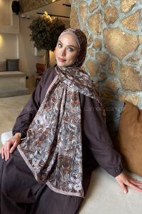 Lamelif Rose Garden Desen Bambu Şal Camel