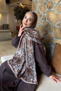 Lamelif Rose Garden Desen Bambu Şal Camel