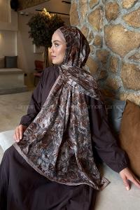 Lamelif Rose Garden Desen Bambu Şal Camel