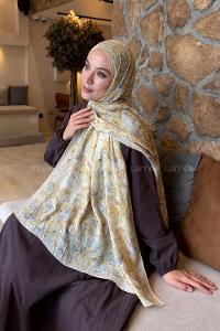Lamelif Rose Garden Desen Bambu Şal Sarı
