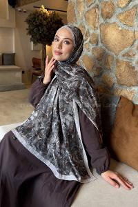 Lamelif Rose Garden Desen Bambu Şal Soft Kahve