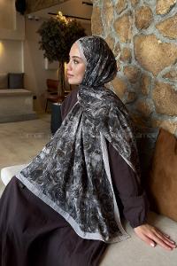 Lamelif Rose Garden Desen Bambu Şal Soft Kahve