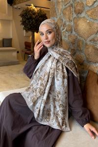 Lamelif Rose Garden Desen Bambu Şal Taş