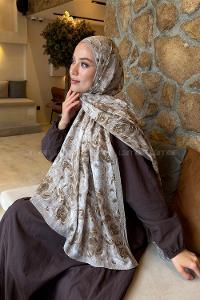 Lamelif Rose Garden Desen Bambu Şal Taş