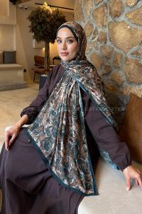 Lamelif Rose Garden Desen Bambu Şal Zümrüt Yeşili