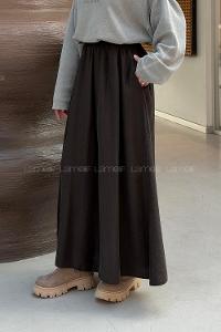 Dark Brown Tensel Elastic Waist Comfortable Pants