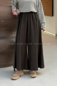 Dark Brown Tensel Elastic Waist Comfortable Pants