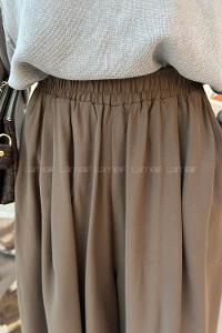Soft Brown Tensel Elastic Waist Comfortable Pants