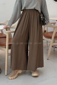 Soft Brown Tensel Elastic Waist Comfortable Pants