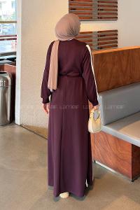 Lamelif Bağlamalı Modal Kumaş Elbise Bordo