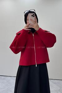Lamelif Fermuarlı Scuba Ceket Kırmızı