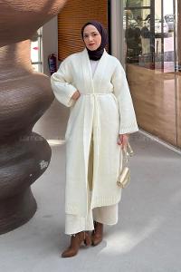 White Normal Neck Long Arm Acrylic Polyester Cardigan