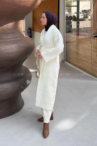 White Normal Neck Long Arm Acrylic Polyester Cardigan