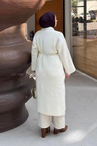 White Normal Neck Long Arm Acrylic Polyester Cardigan