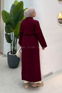 Claret Red Normal Neck Long Arm Acrylic Polyester Cardigan