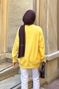 Lamelif Bisiklet Yaka Sweatshırt Sarı