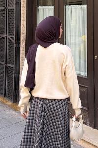Ecru V Neck Long Arm Cardigan