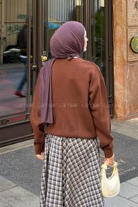 Brown V Neck Long Arm Cardigan