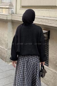 Black Crew Neck Long Arm Knitwear Cardigan