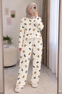 Lamelif Kurdela Ayıcık Detaylı Pijama Takımı
