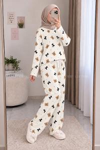 Lamelif Kurdela Ayıcık Detaylı Pijama Takımı