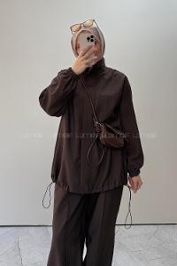 Bitter Brown Neckband Long Arm Parachute Fabric Regular Trousers Comfortable Suit