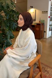 Lamelif GG Desen Ayrobin Floş Jakar Eşarp Acı Kahve