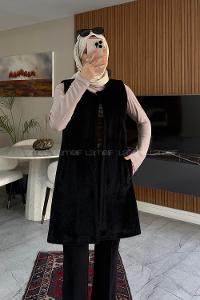 Lamelif Cep Detaylı Yelek Siyah