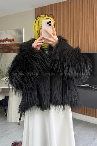 Lamelif Kısa Kürk Ceket Siyah