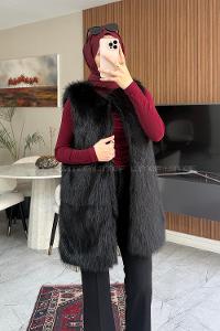 Lamelif Kürk Yelek Siyah