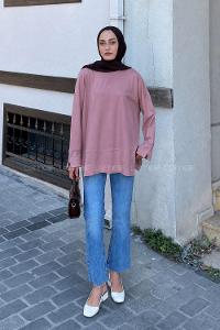 Lamelif Yırtmaç Detaylı Oysho Sweat Gül Rengi