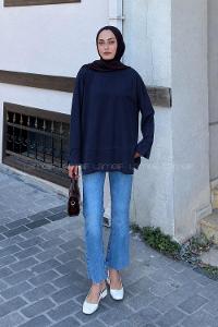 Lamelif Yırtmaç Detaylı Oysho Sweat Lacivert