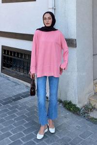 Lamelif Yırtmaç Detaylı Oysho Sweat Pembe
