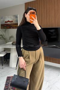 Lamelif Büzgü Detaylı Bluz Siyah
