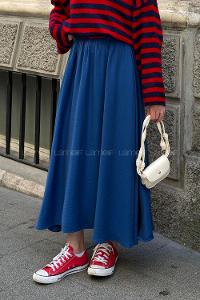 Indigo Cotton Flare Skirt