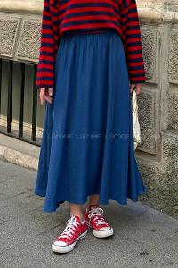 Indigo Cotton Flare Skirt