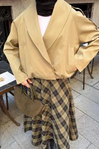 Army Green Scarf Neck Long Arm Lycra Polyester Jacket