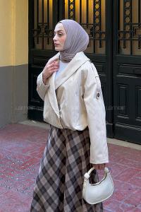 Stone Scarf Neck Long Arm Lycra Polyester Jacket