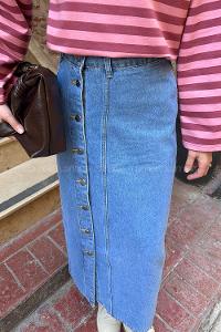 Ice Blue Denim Straight Skirt Skirt