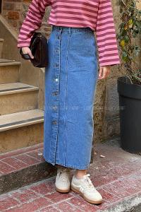Ice Blue Denim Straight Skirt Skirt