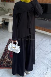 Black Crew Neck Long Arm Regular Trousers Suit