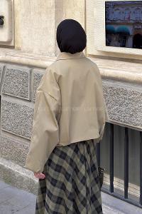Army Green Shirt Collar Long Arm Lycra Polyester Jacket