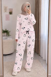 Lamelif Sevimli Penguen Desenli Pijama Takımı