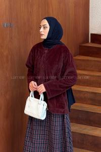 Lamelif Düğmeli Fox Ceket Bordo
