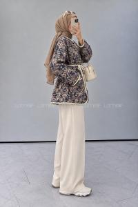 Indigo Crew Neck Long Arm Jacket
